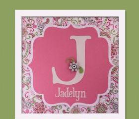 Child's Initial and Name - 3D Wall Art - FRAMED