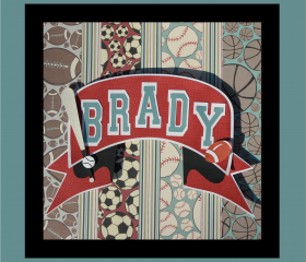 Retro Sport's Themed Child's Name - 3D Wall Art - UNFRAMED